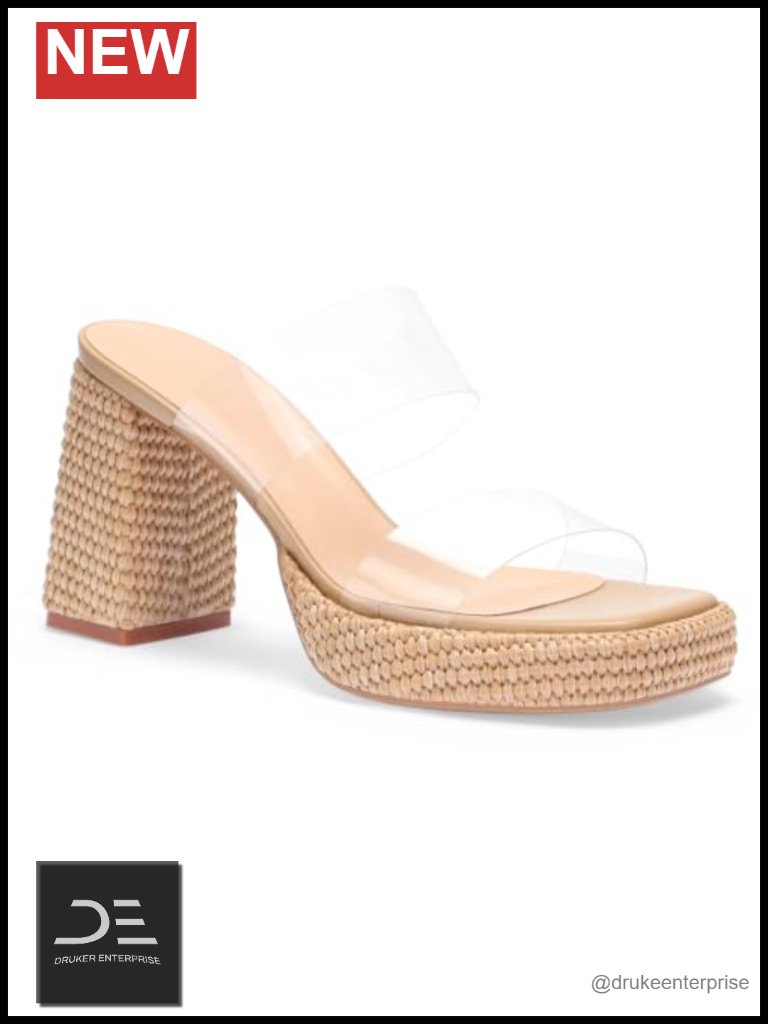 Raffia Platform Block Heeled Sandals Summer Beach Woven Slip On